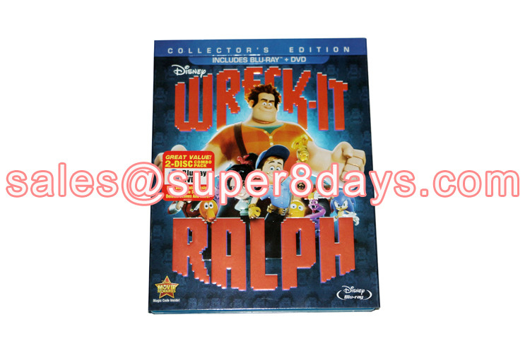 Wreck-It Ralph (2012) 1BD+1DVD Blue Ray DVD Cartoon Movies Blu-ray DVD Wholesale Supplier Top AAA Quality